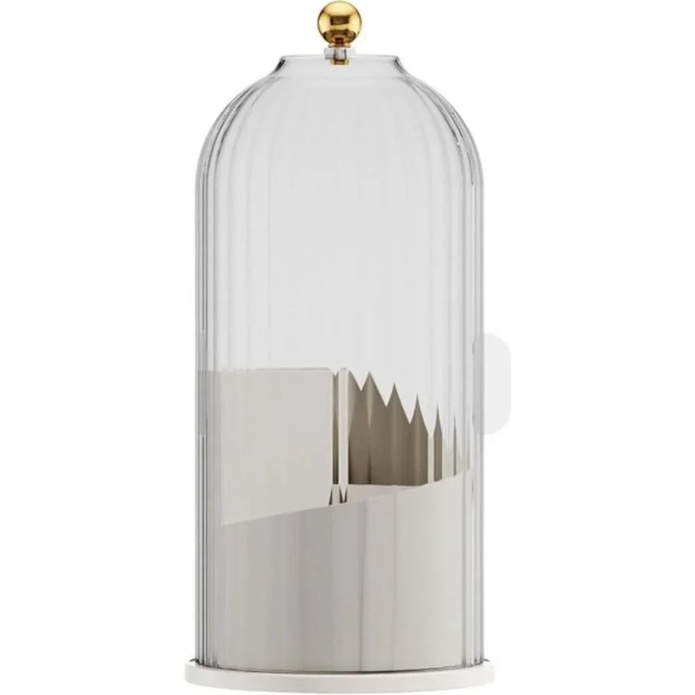 New 360° Rotating Clear Makeup Brush Holder with Lid for Vanity & Room